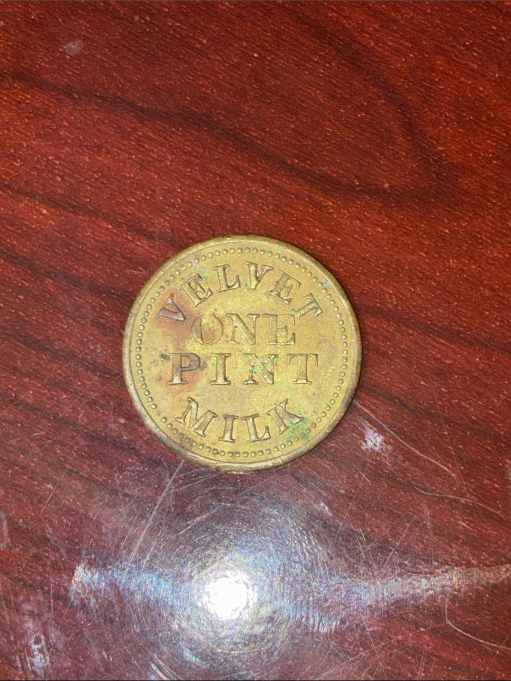 Velvet One Pint Milk Token Brass-Colored Token